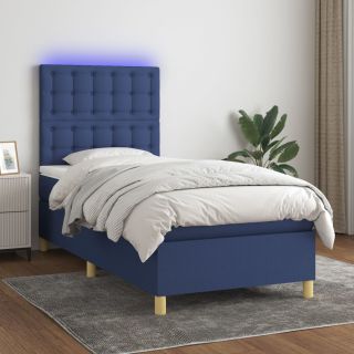 kontinentaalvoodi madrats ja LED, sinine, 90x200 cm, kangas