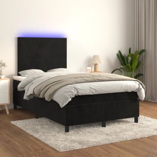 Матрас для континентальной кровати и светодиоды, черный, 120x200 см, бархат