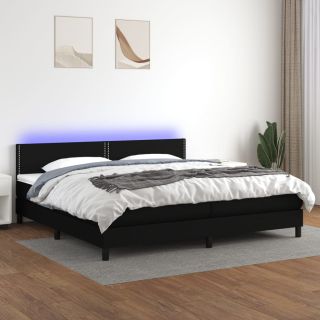 kontinentaalvoodi madrats ja LED, must, 200x200 cm, kangas