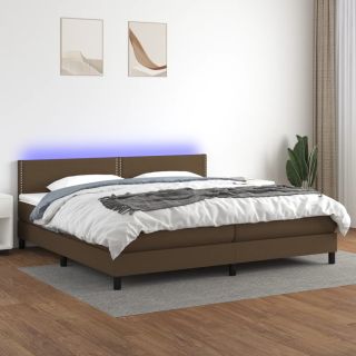 kontinentaalvoodi madrats ja LED, tumepruun, 200x200 cm, kangas