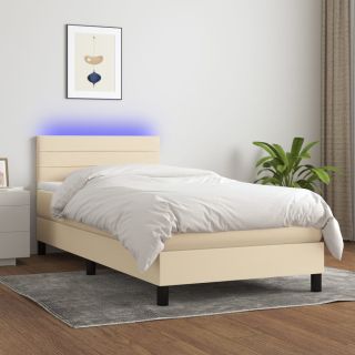 kontinentaalvoodi madrats ja LED, kreemjas, 90x190 cm, kangas