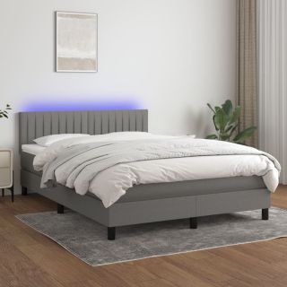 kontinentaalvoodi madrats ja LED, tumehall, 140x200 cm, kangas