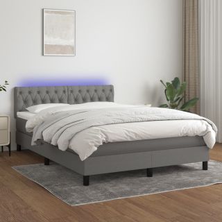 kontinentaalvoodi madrats ja LED, tumehall, 140x190 cm, kangas