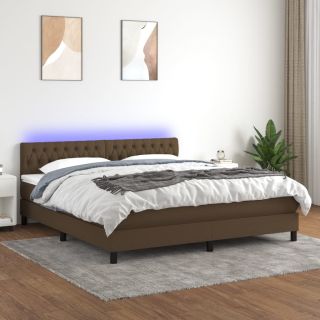 матрас для континентальной кровати и светодиоды, темно-коричневый, 160x200 см, ткань