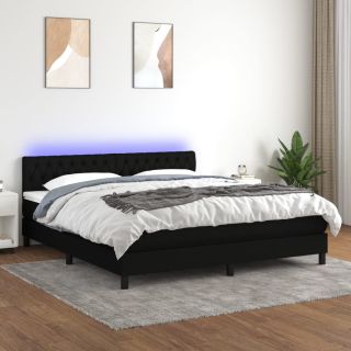 kontinentaalvoodi madrats ja LED, must, 180x200 cm, kangas
