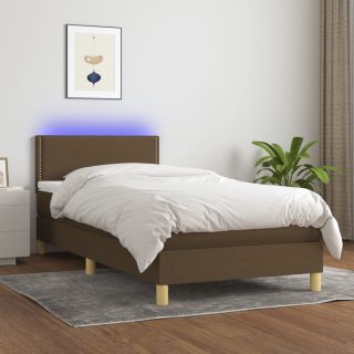 kontinentaalvoodi madrats ja LED, tumepruun, 100x200 cm, kangas