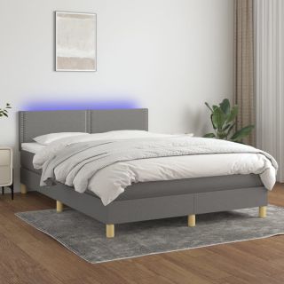 kontinentaalvoodi madrats ja LED, tumehall, 140x190 cm, kangas