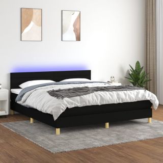 kontinentaalvoodi madrats ja LED, must, 160x200 cm, kangas