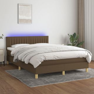 kontinentaalvoodi madrats ja LED, tumepruun, 140x200 cm, kangas