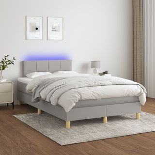матрас для континентальной кровати и светодиоды, светло-серый, 120x200 см, ткань