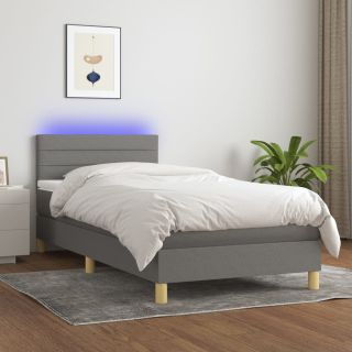 kontinentaalvoodi madrats ja LED, tumehall, 80x200 cm, kangas
