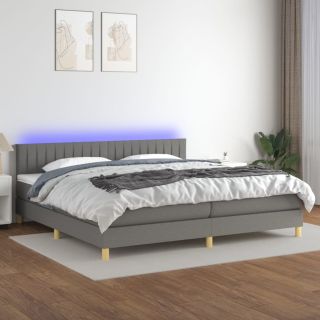 kontinentaalvoodi madrats ja LED, tumehall, 200x200 cm, kangas