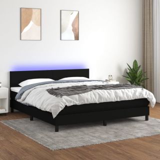 kontinentaalvoodi madrats ja LED, must, 160x200 cm, kangas