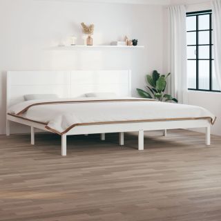 voodiraam ilma madratsita, valge, 200 x 200 cm, männipuit