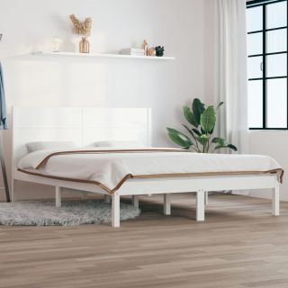 voodiraam ilma madratsita, valge, 140 x 190 cm, männipuit