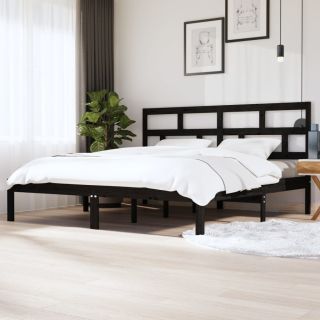 voodiraam, must, täismännipuit, 200 x 200 cm