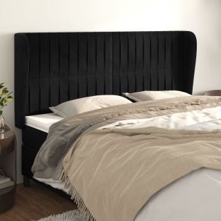 voodipeats servadega, must, 163x23x118/128 cm, samet