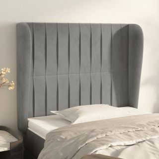 voodipeats servadega, helehall, 93x23x118/128 cm, samet