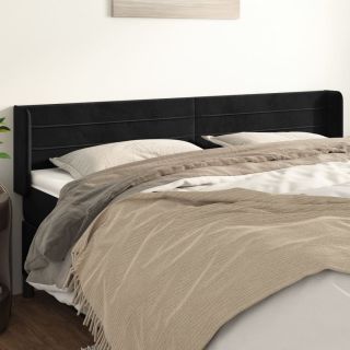 voodipeats servadega, must, 183x16x78/88 cm, samet
