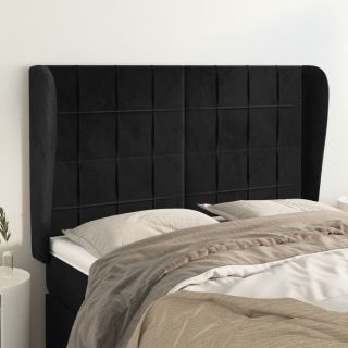 voodipeats servadega, must, 147x23x118/128 cm, samet
