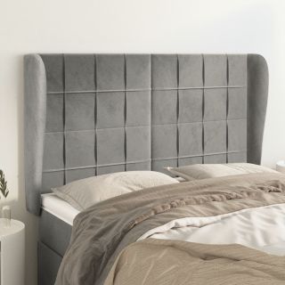 voodipeats servadega, helehall, 147x23x118/128 cm, samet