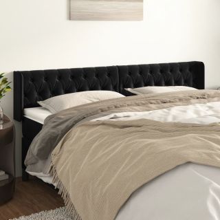 voodipeats servadega, must, 203x16x78/88 cm, samet