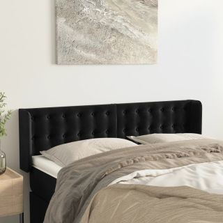 voodipeats servadega, must, 147x16x78/88 cm, samet