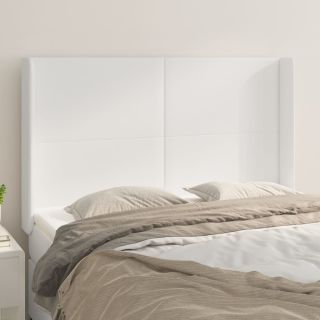voodipeats servadega, valge, 147x16x118/128 cm, kunstnahk