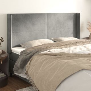 voodipeats servadega, helehall, 203x16x118/128 cm, samet