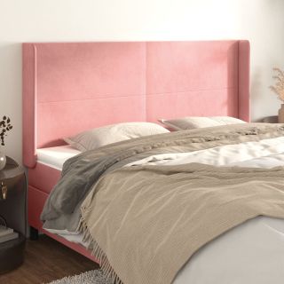 voodipeats servadega, roosa, 203x16x118/128 cm, samet