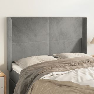 voodipeats servadega, helehall, 147x16x118/128 cm, samet