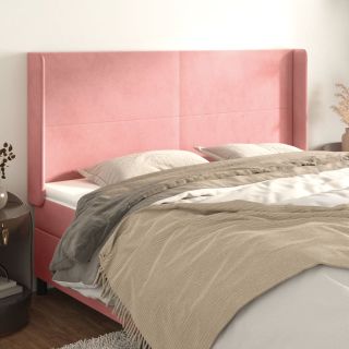 voodipeats servadega, roosa, 163x16x118/128 cm, samet