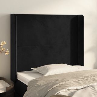 voodipeats servadega, must, 93x16x118/128 cm, samet