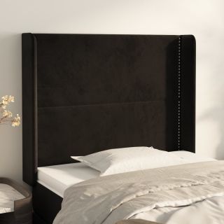 voodipeats servadega, must, 103x16x118/128 cm, samet
