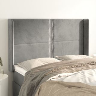 voodipeats servadega, helehall, 147x16x118/128 cm, samet