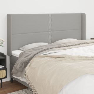 voodipeats servadega, helehall, 203x16x118/128 cm, kangas