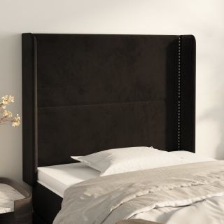 voodipeats servadega, must, 93x16x118/128 cm, samet