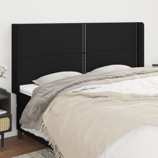 voodipeats servadega, must, 183x16x118/128 cm, kangas