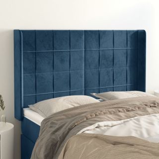 voodipeats servadega, tumesinine, 147x16x118/128 cm, samet