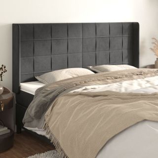 voodipeats servadega, tumehall, 163x16x118/128 cm, samet