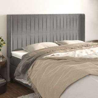 voodipeats servadega, helehall, 203x16x118/128 cm, samet