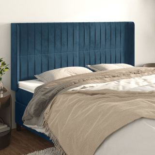 voodipeats servadega, tumesinine, 203x16x118/128 cm, samet