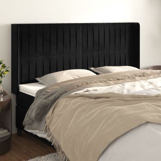 voodipeats servadega, must, 163x16x118/128 cm, samet