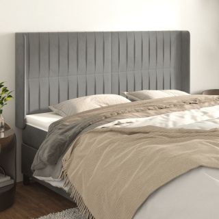 voodipeats servadega, helehall, 183x16x118/128 cm, samet