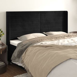 voodipeats servadega, must, 183x16x118/128 cm, samet