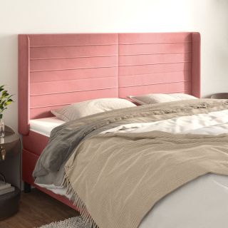 voodipeats servadega, roosa, 183x16x118/128 cm, samet