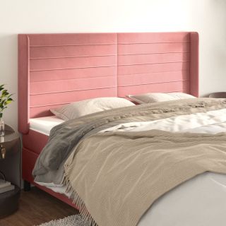 voodipeats servadega, roosa, 203x16x118/128 cm, samet