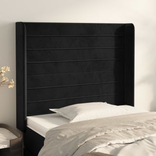 voodipeats servadega, must, 103x16x118/128 cm, samet