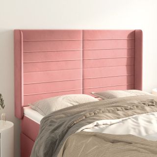 voodipeats servadega, roosa, 147x16x118/128 cm, samet