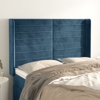 voodipeats servadega, tumesinine, 147x16x118/128 cm, samet